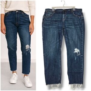 Old Navy Boyfriend Straight Jean  High Rise Distressed Raw Hem 27" L Womens 16